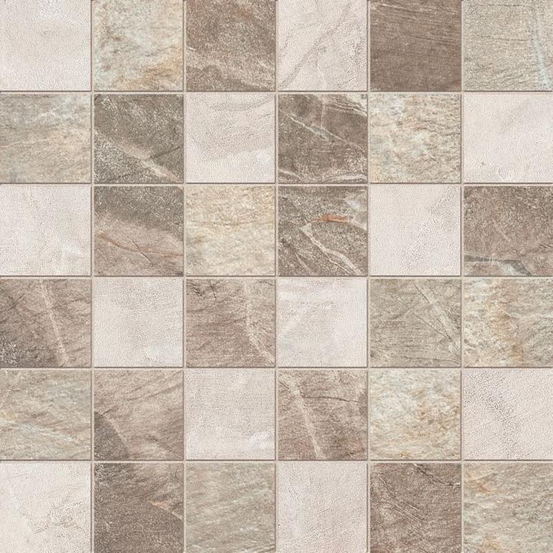 ABK FOSSIL Mosaico Quadretti Mix Cream Beige Brown  30x30 cm 8.5 mm Mate 